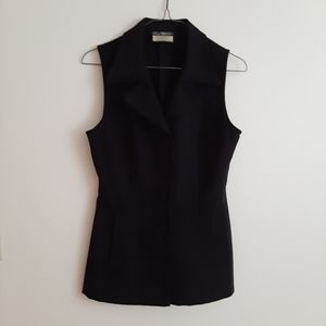 Black Sleeveless Blazer Top